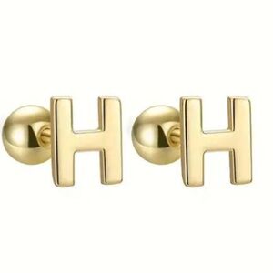 Initial “H” Stainless Steel Stud Earrings